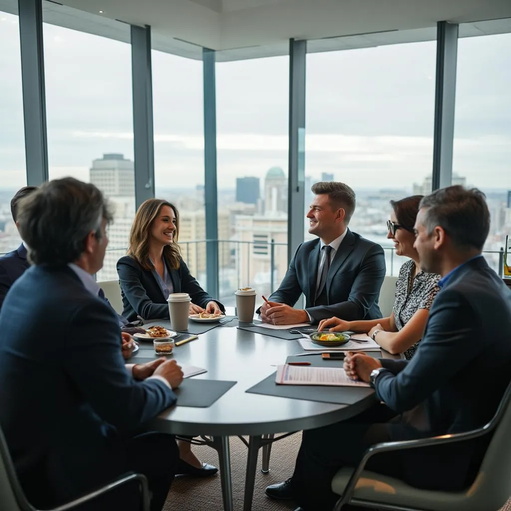 Equipo de FinanzAr reunido en oficina moderna
