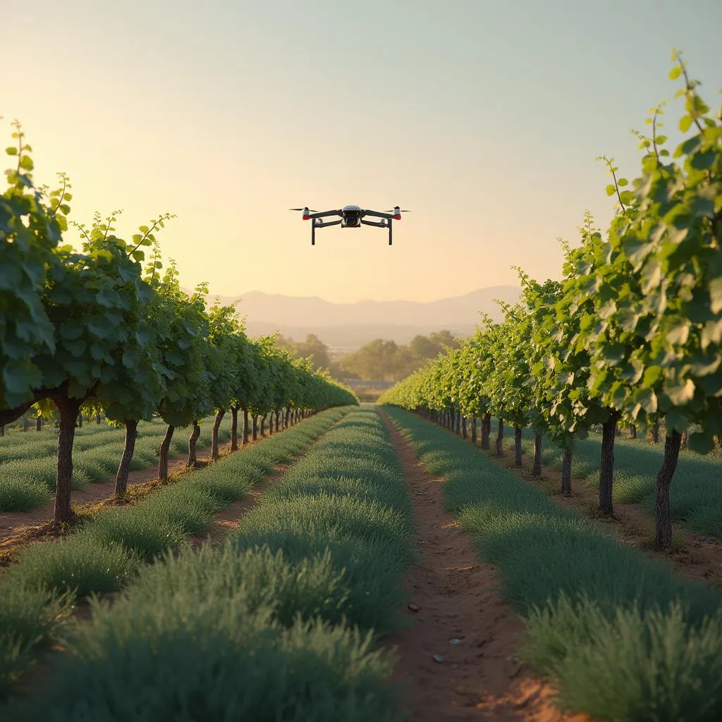 Viñedo argentino con tecnología moderna