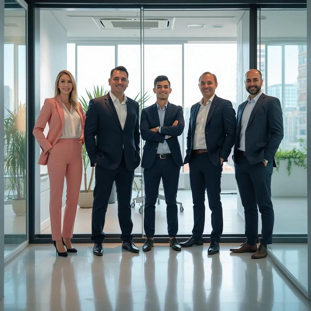 Equipo de consultores financieros en reunión estratégica